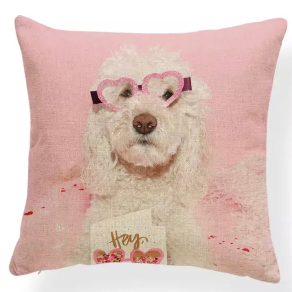 NWT Pink Goldendoodle Pillow Cover | Labradoodle - Picture 2 of 2